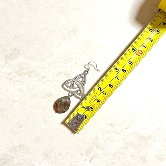 2/$20, Genuine Earthy Brecciated Jasper Triqueta Sterling Silver Dangle Earrings - Picture 6 of 9